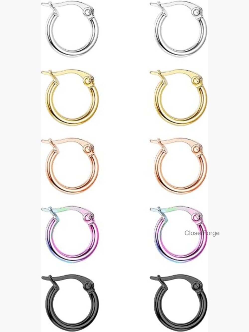 Surgical Steel Hoop Earrings Set 10mm15mm20mm25mm Multiple Piercing - Picture 1 of 6